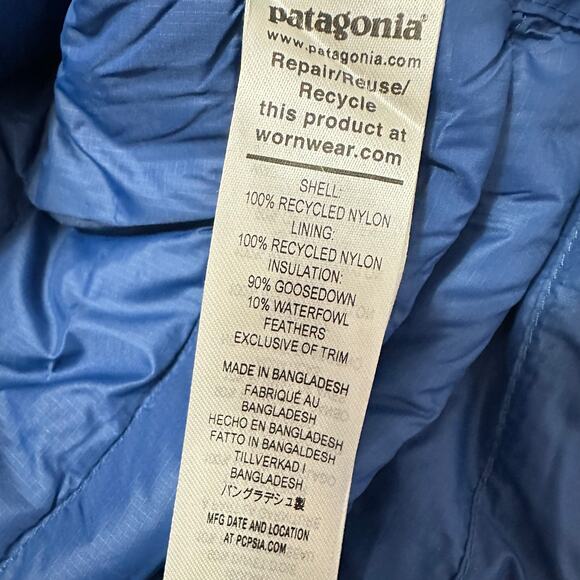 Patagonia Down Sweater Jacket Full Zip Puffer Cement Blue Mens Sz Large NWT $279 - Picture 4 of 8